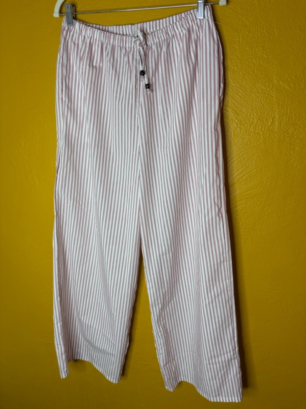 Christian Lacroix Neutral /Rust & White Wide Leg Lounge PJ Pants Stripe Beads - Picture 5 of 7